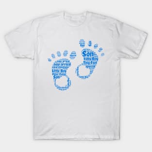 Baby Boy Footprints Word Art T-Shirt